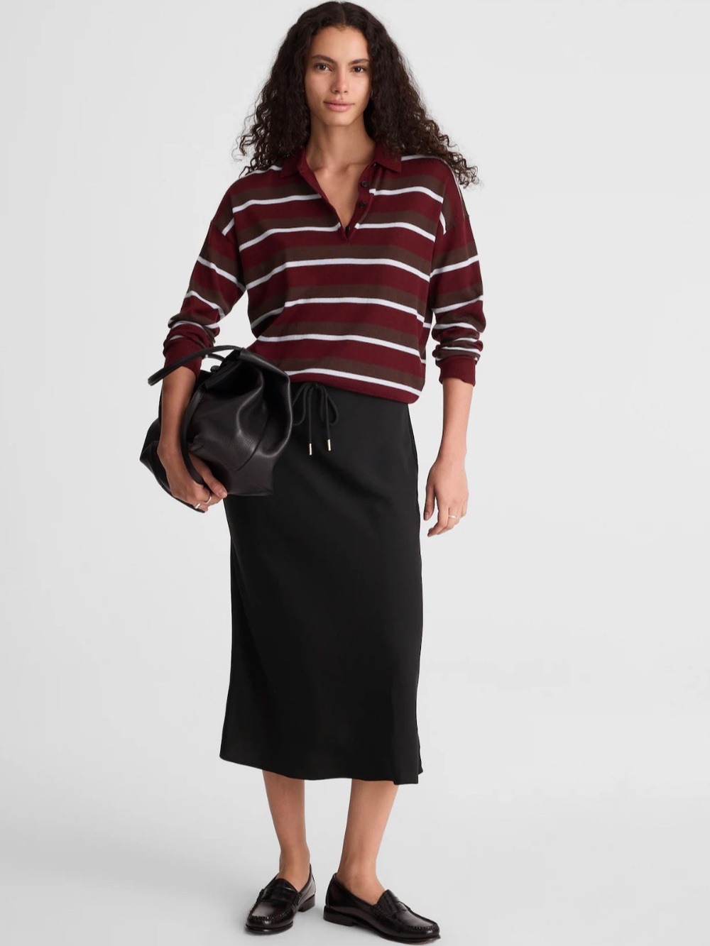 NWT Madewell Black Midi Drawstring Skirt - Women